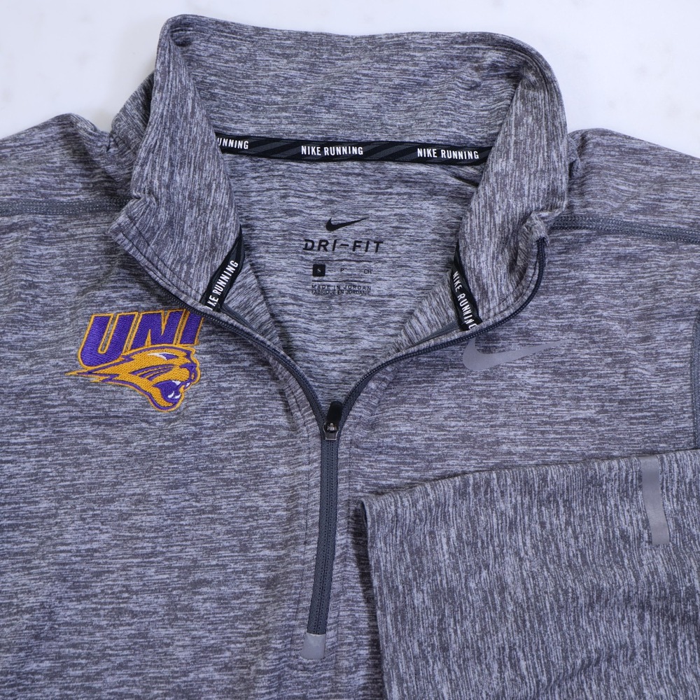Nike‎ Running UNI Panthers Dri-FIT Quarter Zip Grey Heathered Top Womens Small